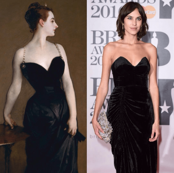 %22Madame X%22 by John Singer Sargent (1884) : Alexa Chung at Brit Awards 2016.